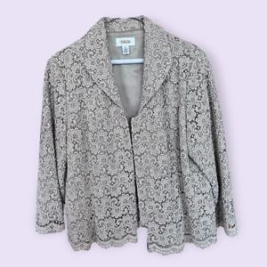 Vintage 90’s Talbots Gold Thread Crochet Floral Embroidered Jacket